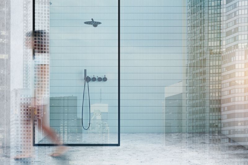 Sleek Shower with Vertical Tile Pattern