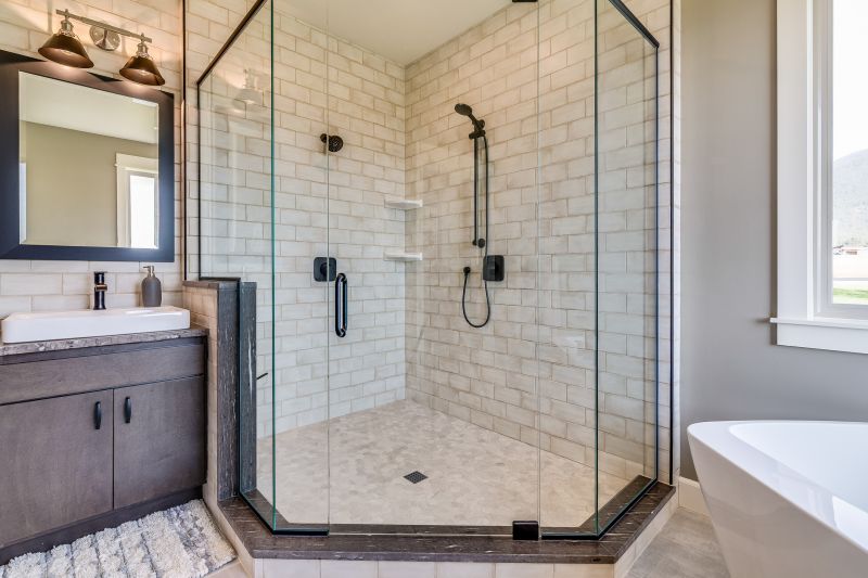 Shower with Frameless Door and Skylight